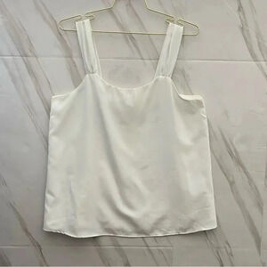 Pleione Sleeveless Bouse Top Size Large White Lined Wide Strap